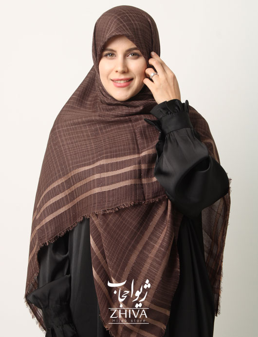روسری نخ لمه دار لینن دور ريش قواره 140 كد 6