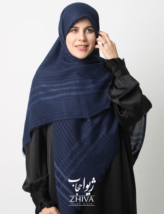 روسری نخ لمه دار لینن دور ريش قواره 140 كد 15
