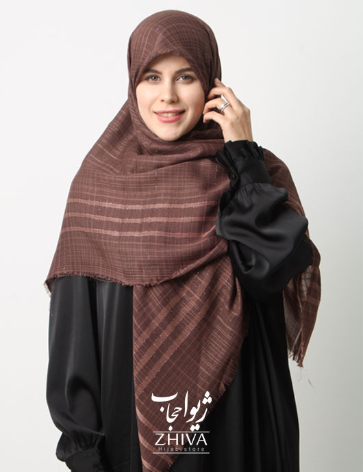 روسری نخ لمه دار لینن دور ريش قواره 140 كد 16