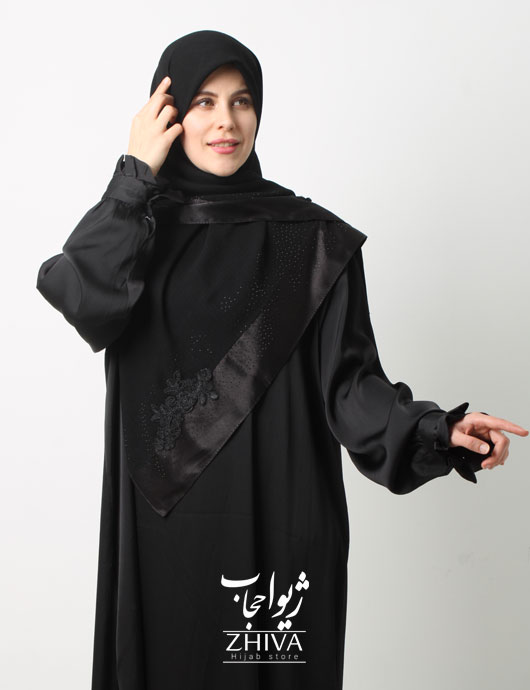 روسری گلكسی مشكی حاشيه ساتن