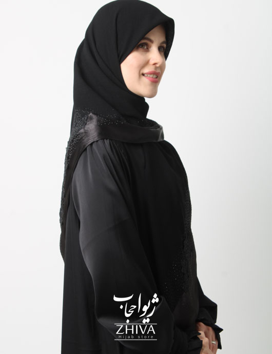 روسری گلكسی مشكی حاشيه ساتن