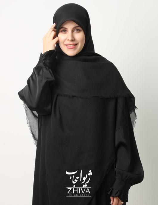 روسری سوپر نخ وارداتی دور ريش قواره 140 كد 2