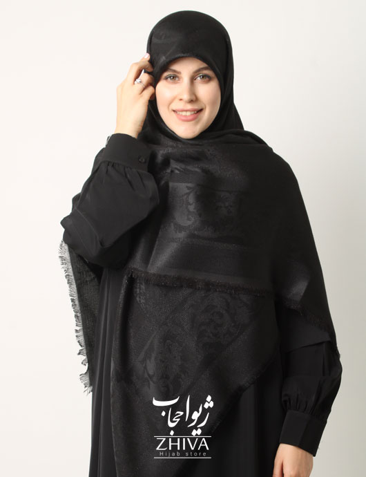 روسری لمه مشكی دور ريش قواره 140 كد 5