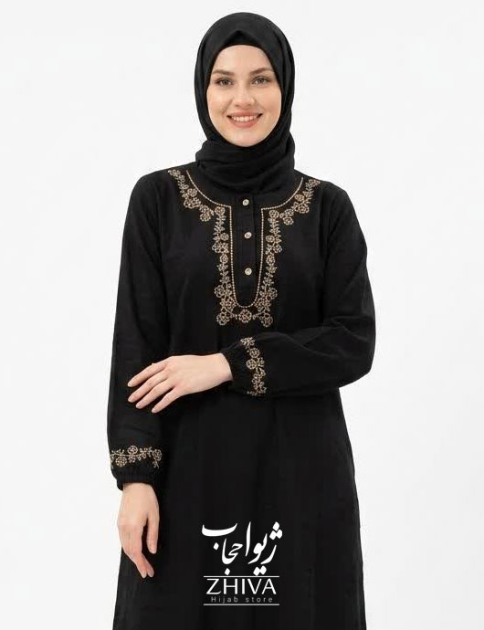مانتو عبایی كادنزا جلوبسته مشكی كد 36