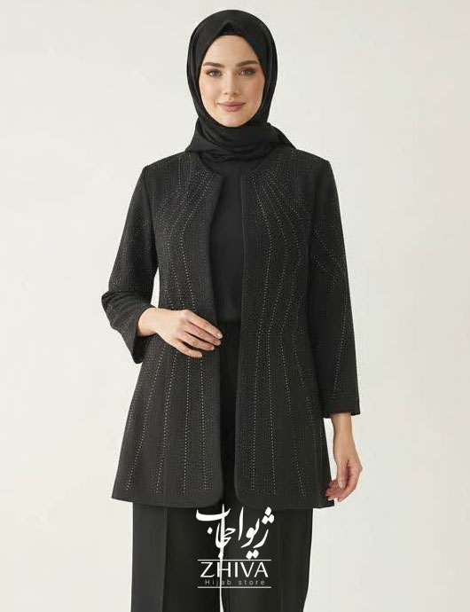 كت و شلوار مازراتی نگينی جلوباز كد 2