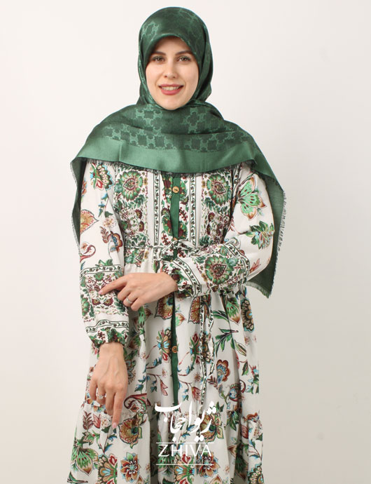 پيراهن ساحلی سه طبقه چين جلو دكمه فلور كد 6