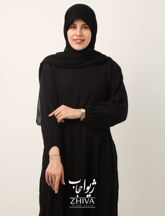 پيراهن ساحلی سه طبقه چين لينن	مشكی كد 1