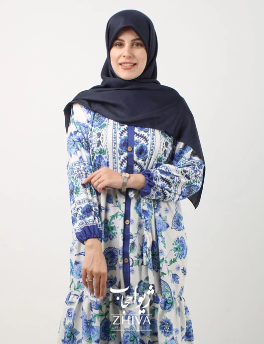پيراهن ساحلی سه طبقه چين جلو دكمه فلور كد 9