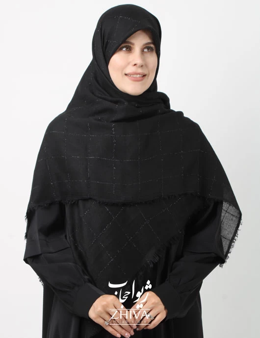 روسری مشكی نخی لمه دار قواره 120 كد 8