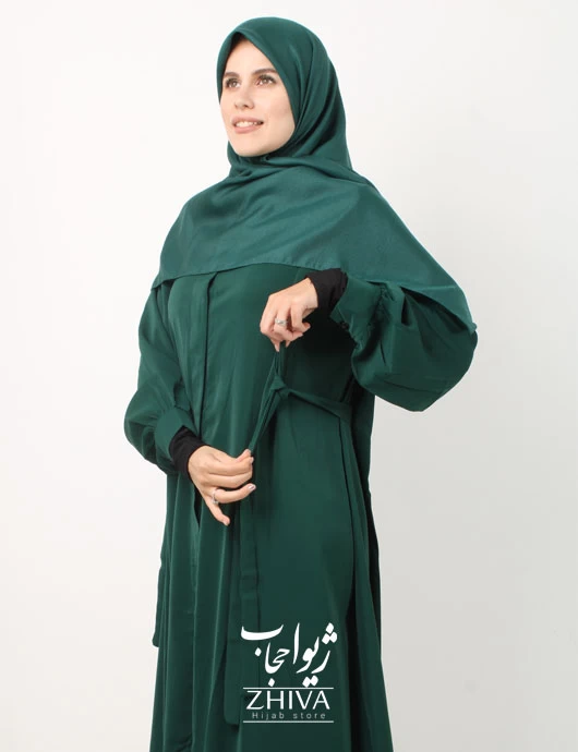 مانتو ابروبادی دكمه مخفی سبز كد5