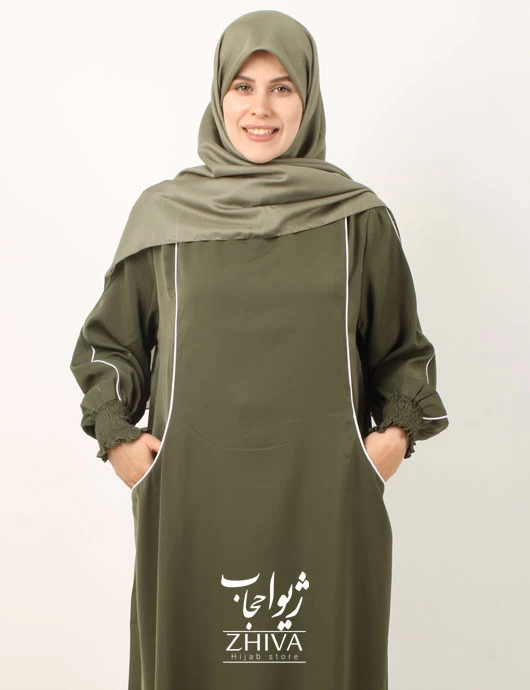 مانتو عبایی كرپ اليزه  نهال سبز كد 2