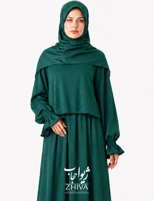 مانتو عبایی پارميدا سبز زمردی كد 5