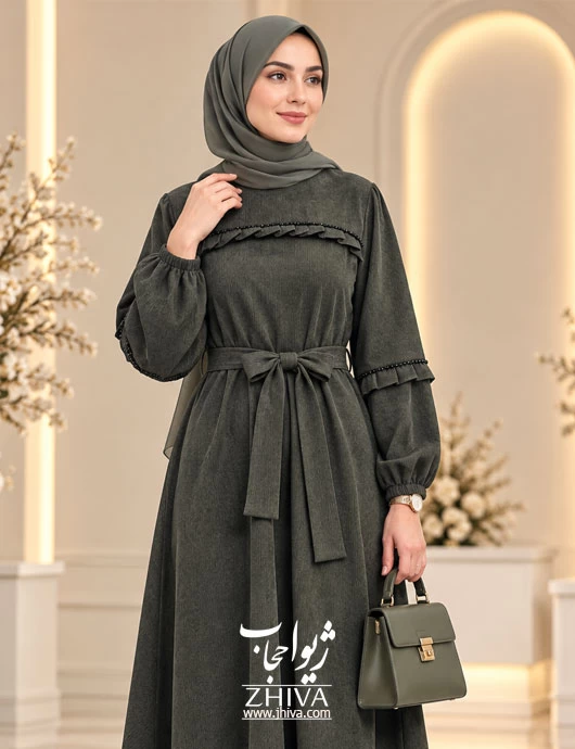 پيراهن پاييزه سنگ دوزی سبز  كد c5