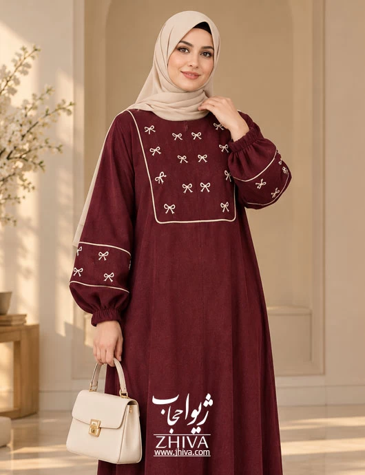 عبا مخمل کبریتی پاپيون زرشكی كد محصول 1000707