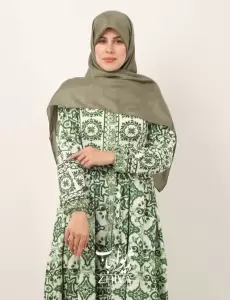 پيراهن ساحلی سه طبقه چين جلو دكمه فلور