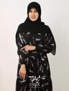 پيراهن ساحلی نخی سفيد مشكی
