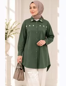 شوميز كتان  گلدوزی بابونه